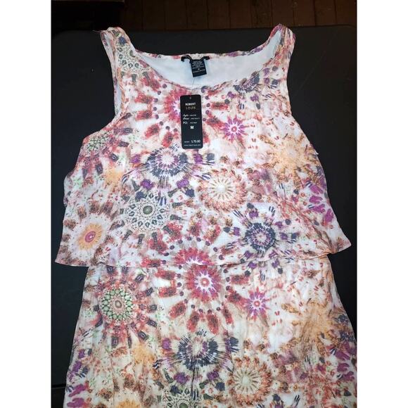 Women's Medium Sleeveless Printed Overlay Long Maxi Dress - Picture 6 of 10